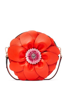 3D Flower Leather Crossbody Bag